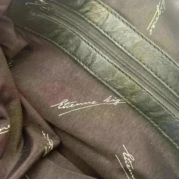 ATIENNE AIGNER Vintage Leather Black Hand Bag Shoulder Bag - Picture 5 of 6